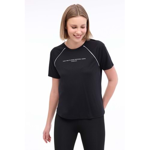 LUMBERJACK WL ANISA 11MS425 5FX KADIN KISA KOL TİŞÖRT - SİYAH - M