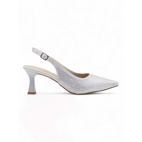 BERK TAŞLI ALÇAK KADEH TOPUKLU ABİYE - BEYAZ - 36