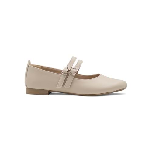 KAYGISIZ ÇİFT TOKALI KADIN BABET - KREM - 36