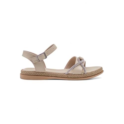 KAYGISIZ TAŞLI KADIN SANDALET - KREM - 40