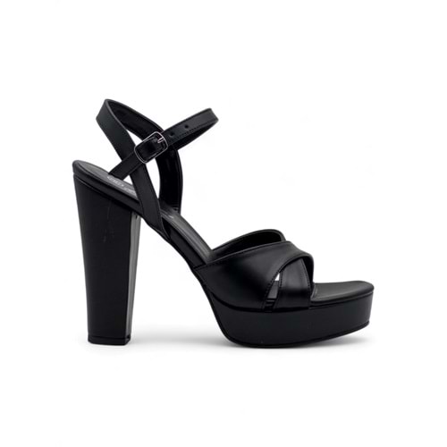 BERK ÇAPRAZ PLATFORM YÜKSEK KALIN TOPUKLU ABİYE - SİYAH - 35