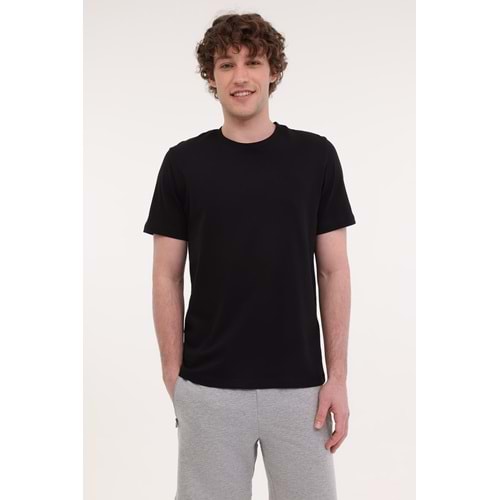 LUMBERJACK MB CT102 C NK T-SH 5FX ERKEK KISA KOL TİŞÖRT - SİYAH - M