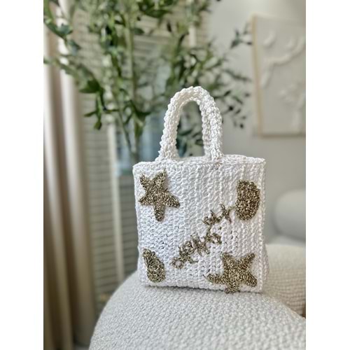 blancaston Hasır El Örgüsü Motifli Çanta