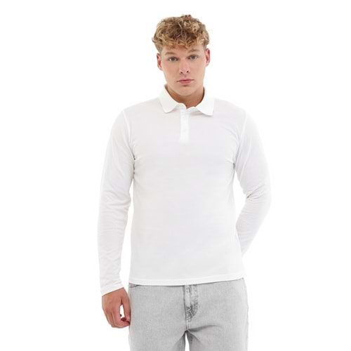 KİNETİX MB SN329 UKOL POLO 5PR ERKEK UZUN KOL POLO TİŞÖRT - BEYAZ - L