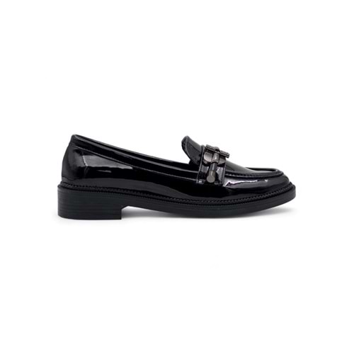 TRENDY 0701 TOKA DETAYLI RUGAN KADIN LOAFER - SİYAH - 40