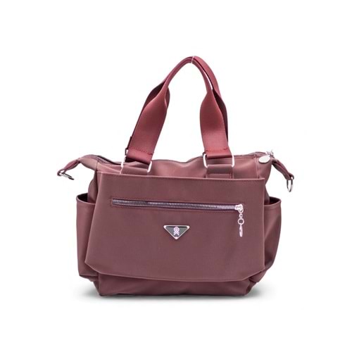 1030 Kadın Çok Bölmeli Günlük Seyahat El ve Omuz Çantası - BORDO