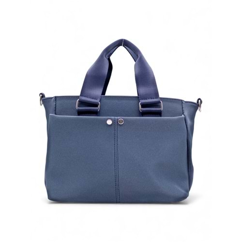 1070 Kadın Saten Çok Cepli Çapraz El ve Omuz Çantası - LACİVERT