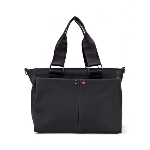 1070 Kadın Saten Çok Cepli Çapraz El ve Omuz Çantası - SİYAH