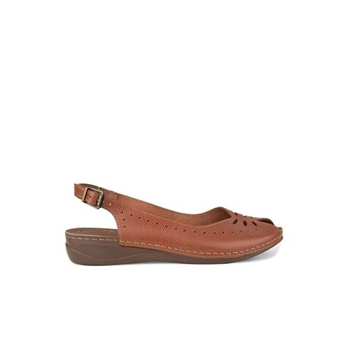 Muya Knotted Anatomik Taban Hakiki Deri Kadın Sandalet - Taba - 40