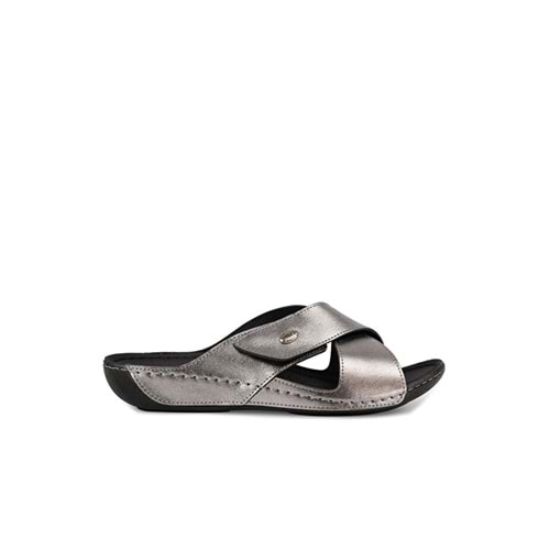 Muya Gwenu Anatomik Taban Dört Mevsim Kadın Terlik - Kurşun - 40