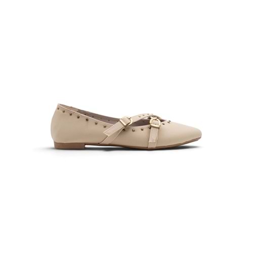 SHOES 0007 ZIMBA DETAYLI KADIN BABET - BEJ - 39