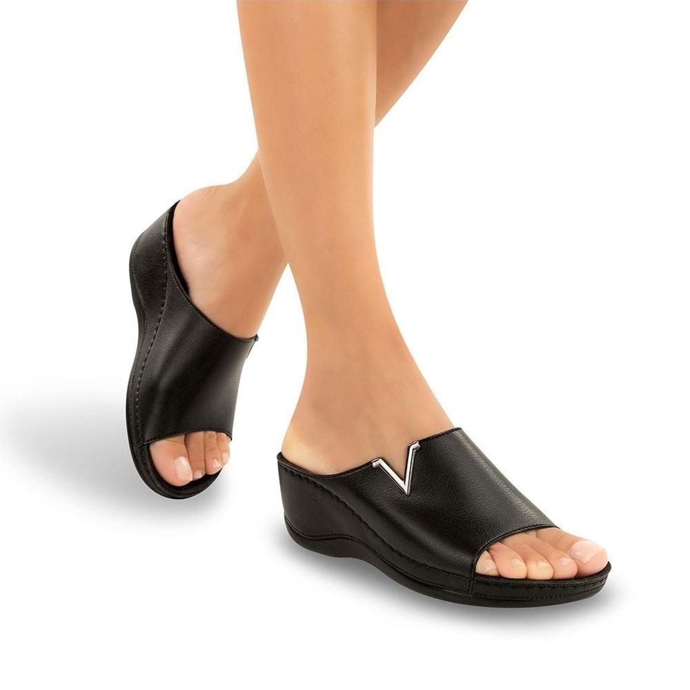 Muya Perla Anatomik Taban Dört Mevsim Kadın Terlik - Siyah - 40