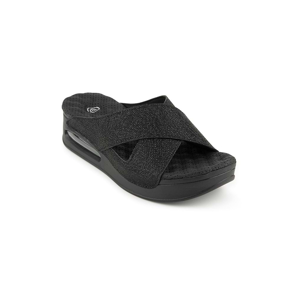 Muya Fly Anatomik Air Max Tabanlı Topuk Dikeni Kadın Terlik - Siyah Desenli - 40