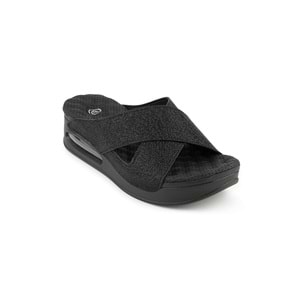 Muya Fly Anatomik Air Max Tabanlı Topuk Dikeni Kadın Terlik - Siyah Desenli - 40