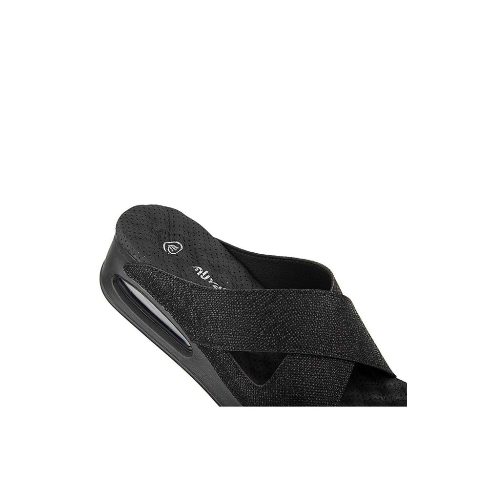 Muya Fly Anatomik Air Max Tabanlı Topuk Dikeni Kadın Terlik - Siyah Desenli - 40