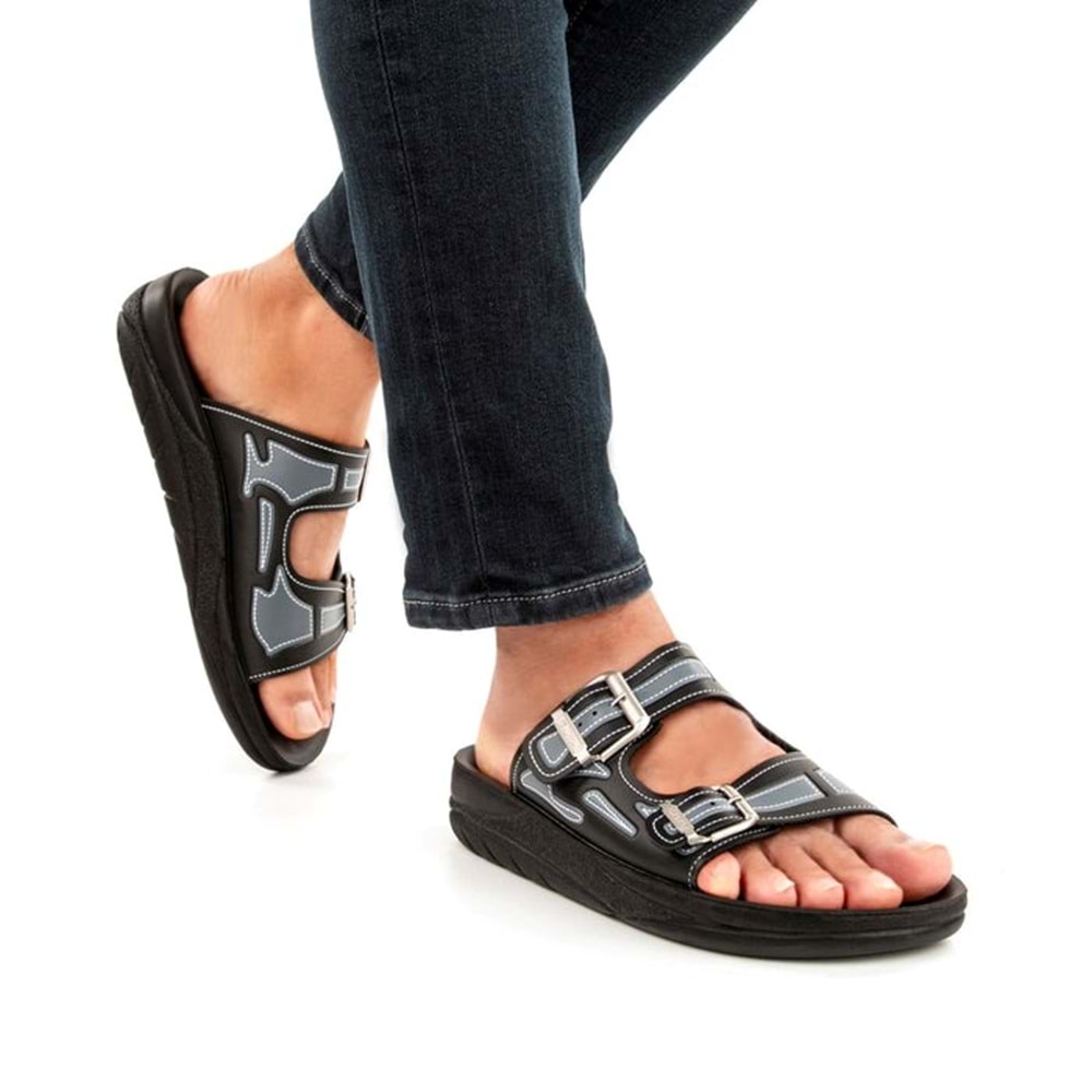 Muya Sports Anatomik Taban Dört Mevsim Erkek Terlik - Siyah-Gri - 40