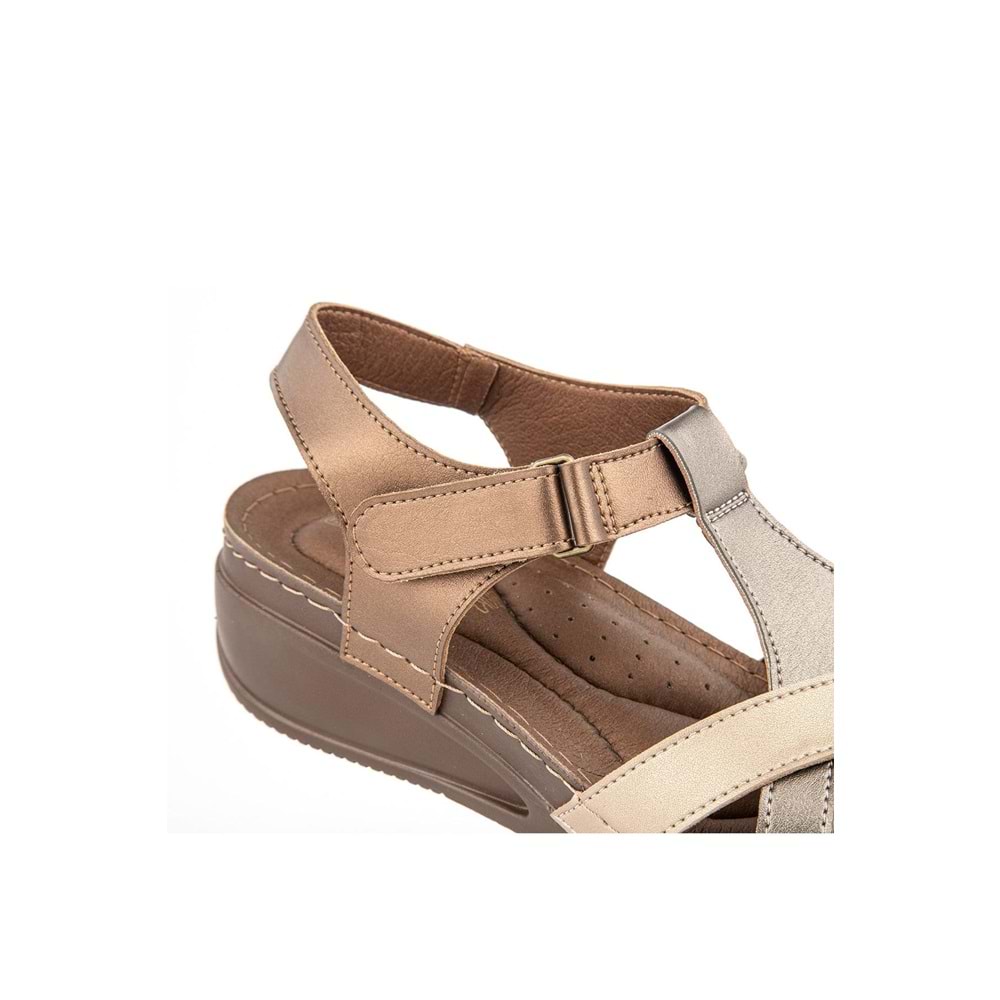 Muya Simbole Anatomik Taban Topuk Dikeni Kadın Sandalet - Bronz - 37