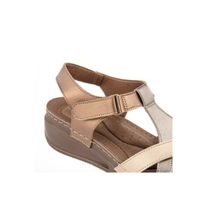 Muya Simbole Anatomik Taban Topuk Dikeni Kadın Sandalet - Bronz - 37