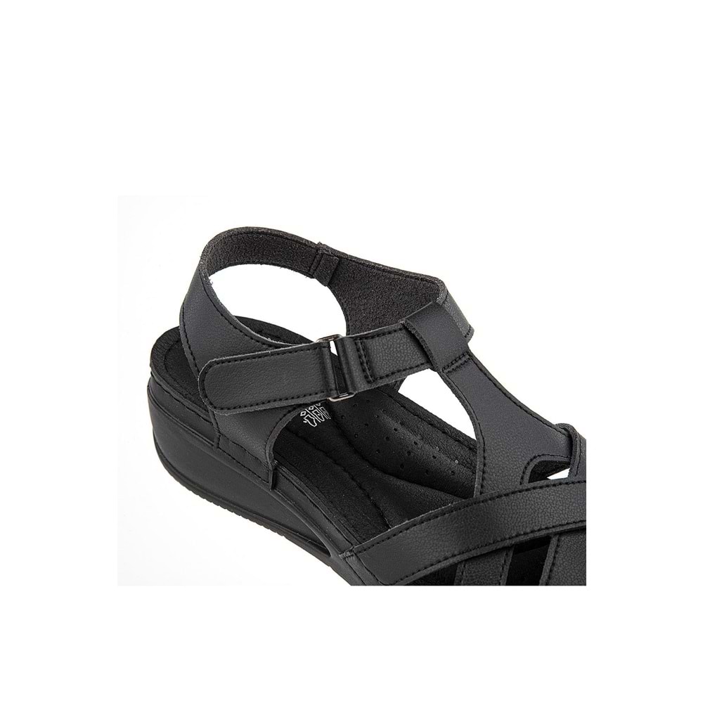 Muya Simbole Anatomik Taban Topuk Dikeni Kadın Sandalet - Siyah - 36