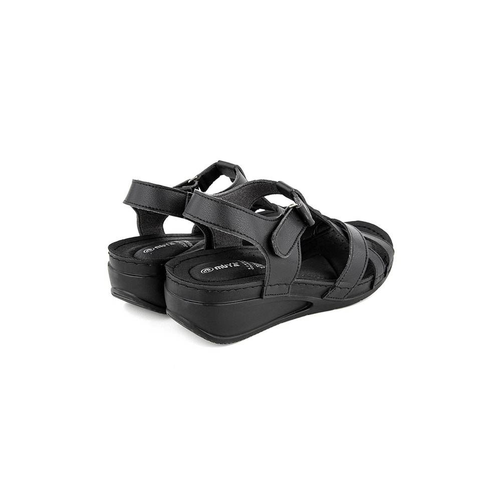 Muya Simbole Anatomik Taban Topuk Dikeni Kadın Sandalet - Siyah - 36