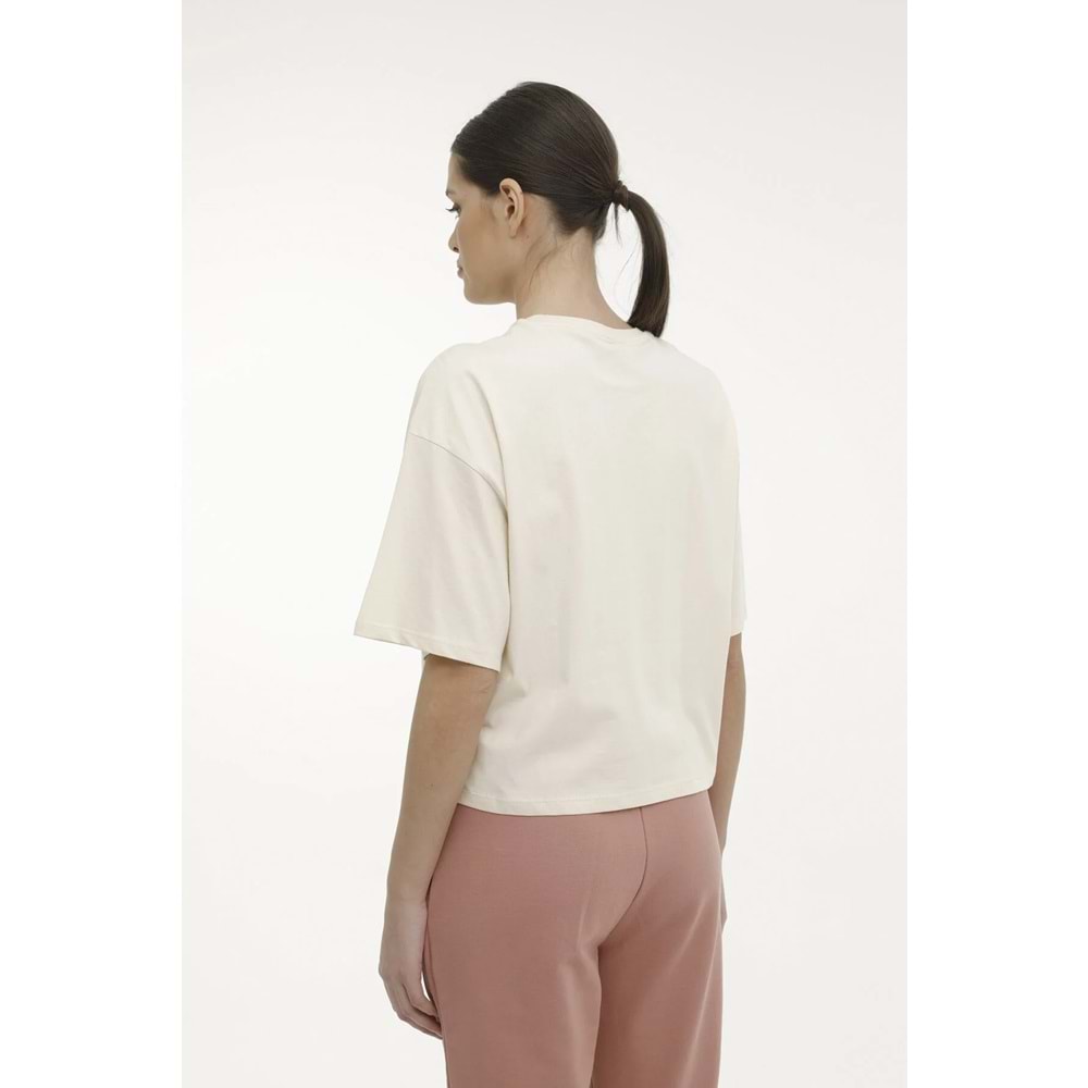 KİNETİX WB BOXY 11FN95 4FX KADIN KISA KOL TİŞÖRT - BEJ - M