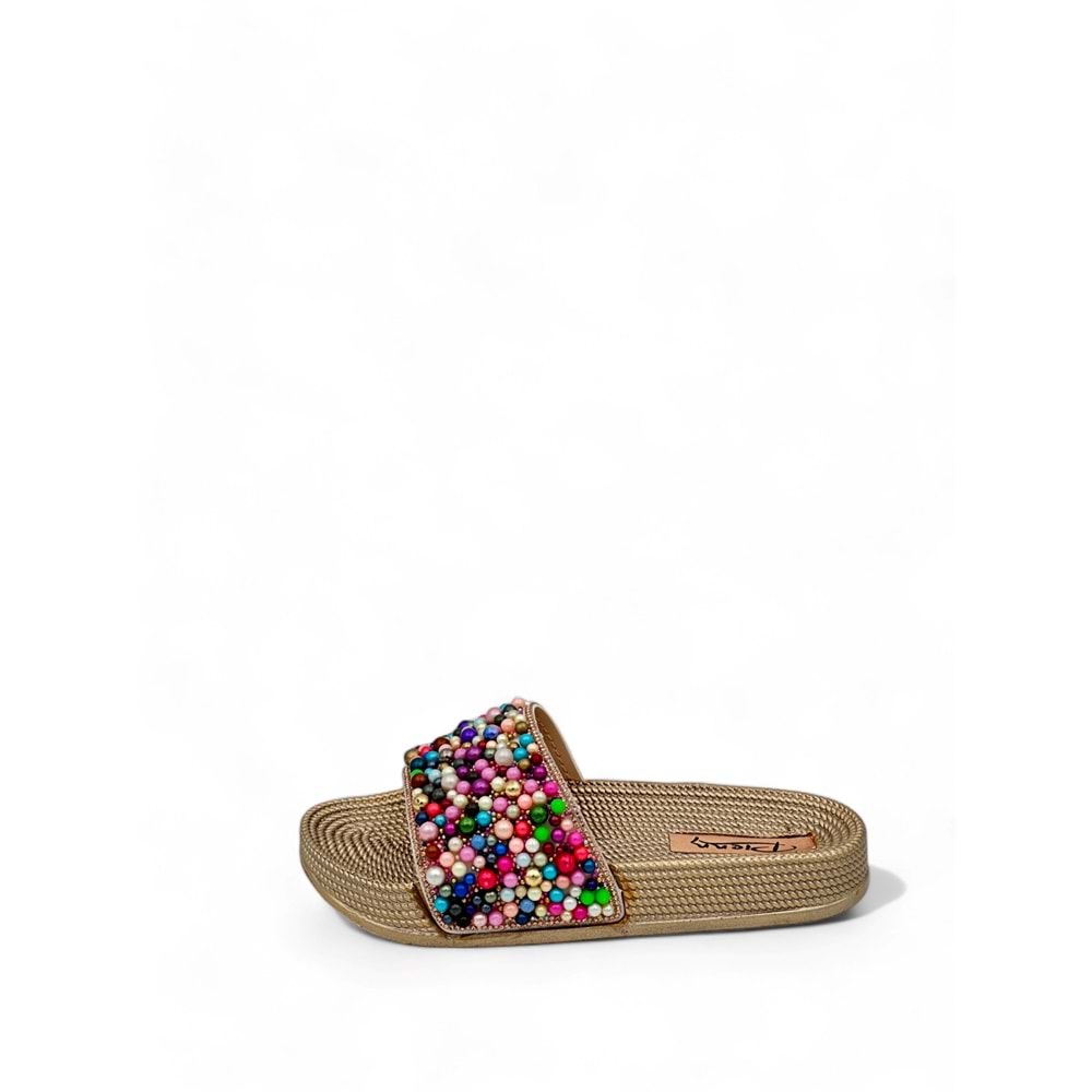 PİENN 20037-004 RENKLİ BONCUKLU TERLİK - BRONZ - 36