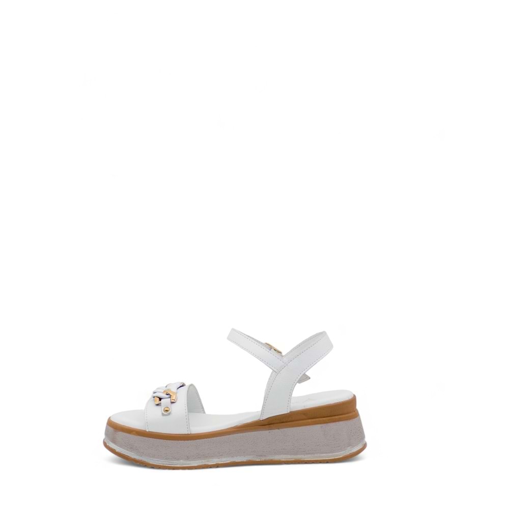 VOYAGER 9716 KADIN DERİ SANDALET - BEYAZ - 40