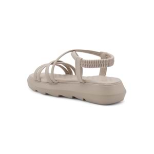 ŞANZELİZE ÇAPRAZ CİLT KADIN SANDALET - KREM - 40
