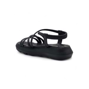 ŞANZELİZE ÇAPRAZ CİLT KADIN SANDALET - SİYAH - 36