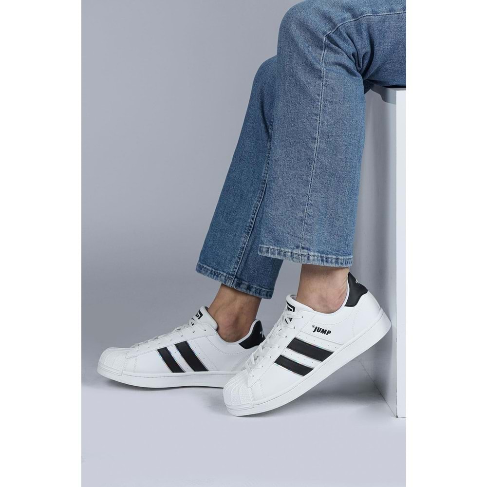 JUMP 29055 ERKEK SNEAKER GÜNLÜK SPOR AYAKKABI - BEYAZ-SİYAH - 40