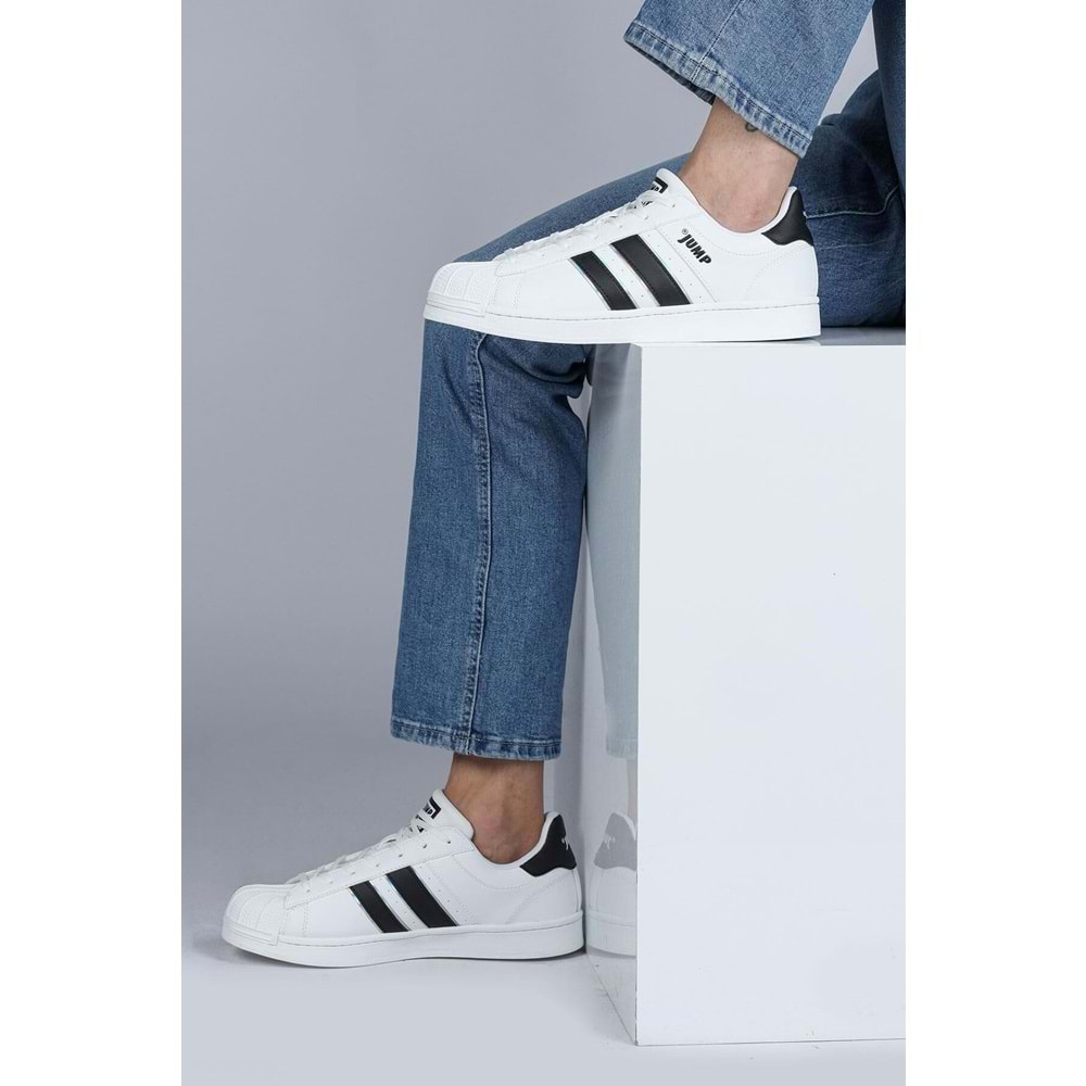JUMP 29055 ERKEK SNEAKER GÜNLÜK SPOR AYAKKABI - BEYAZ-SİYAH - 40