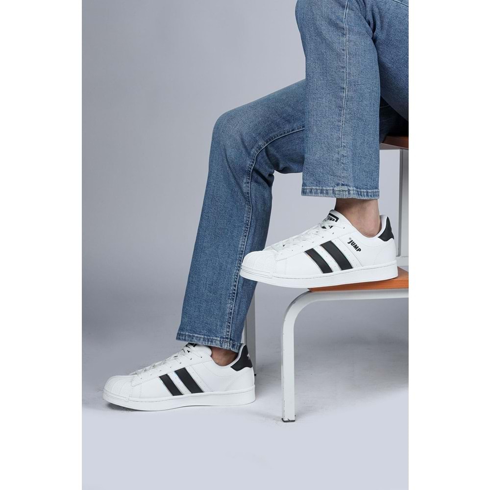 JUMP 29055 ERKEK SNEAKER GÜNLÜK SPOR AYAKKABI - BEYAZ-SİYAH - 40