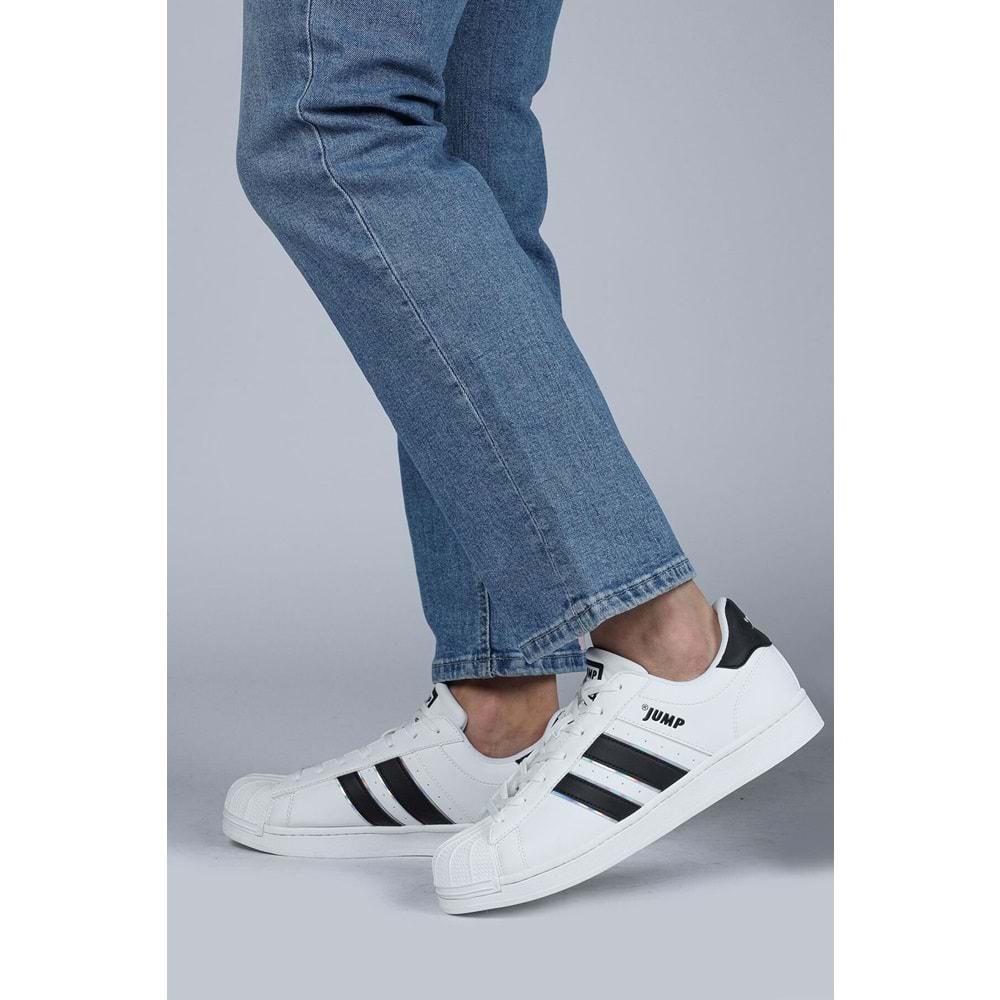 JUMP 29055 ERKEK SNEAKER GÜNLÜK SPOR AYAKKABI - BEYAZ-SİYAH - 40