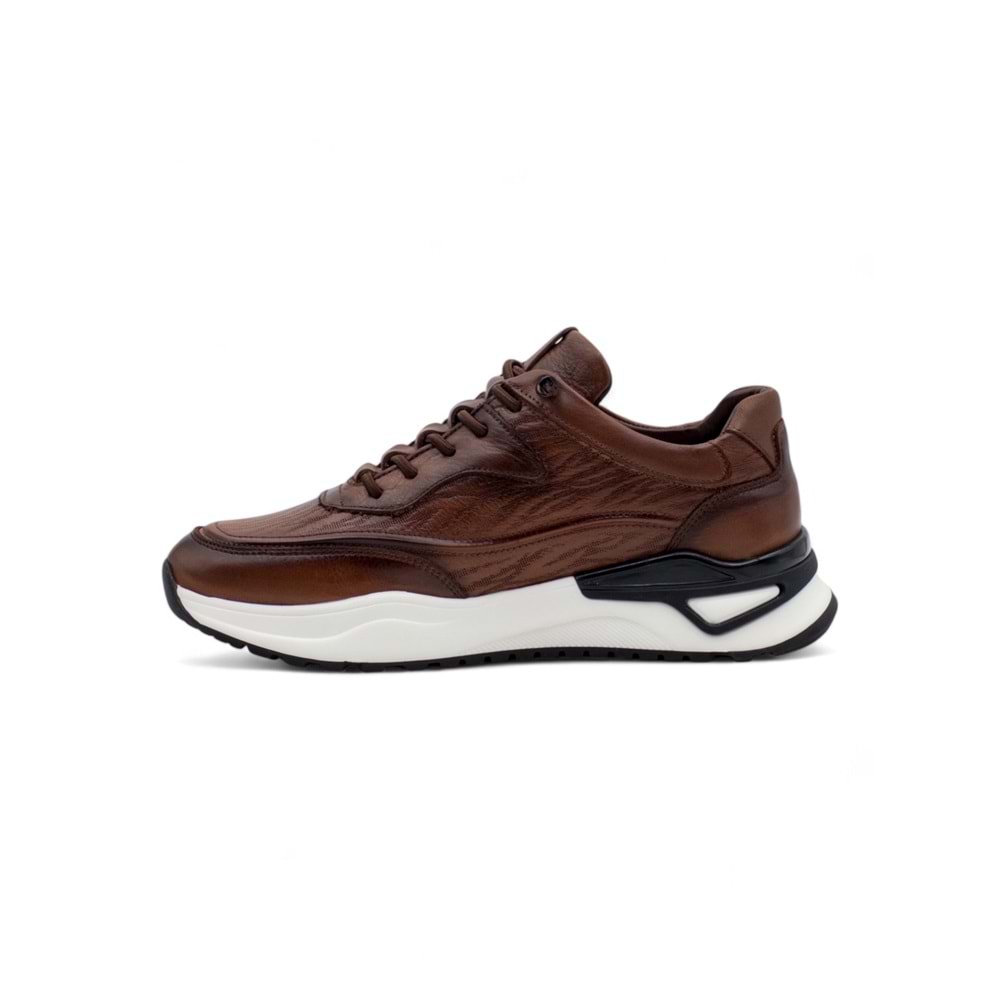 VOYAGER 1003 ERKEK HAKİKİ DERİ SNEAKER AYAKKABI - KAHVERENGİ - 41