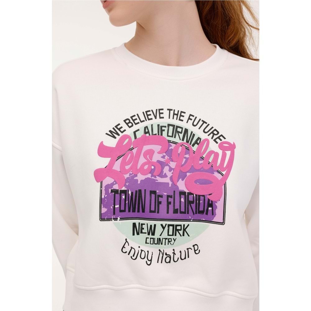 LUMBERJACK WL BONNI 16SS507 4PR KADIN SWEATSHİRT - EKRU - L