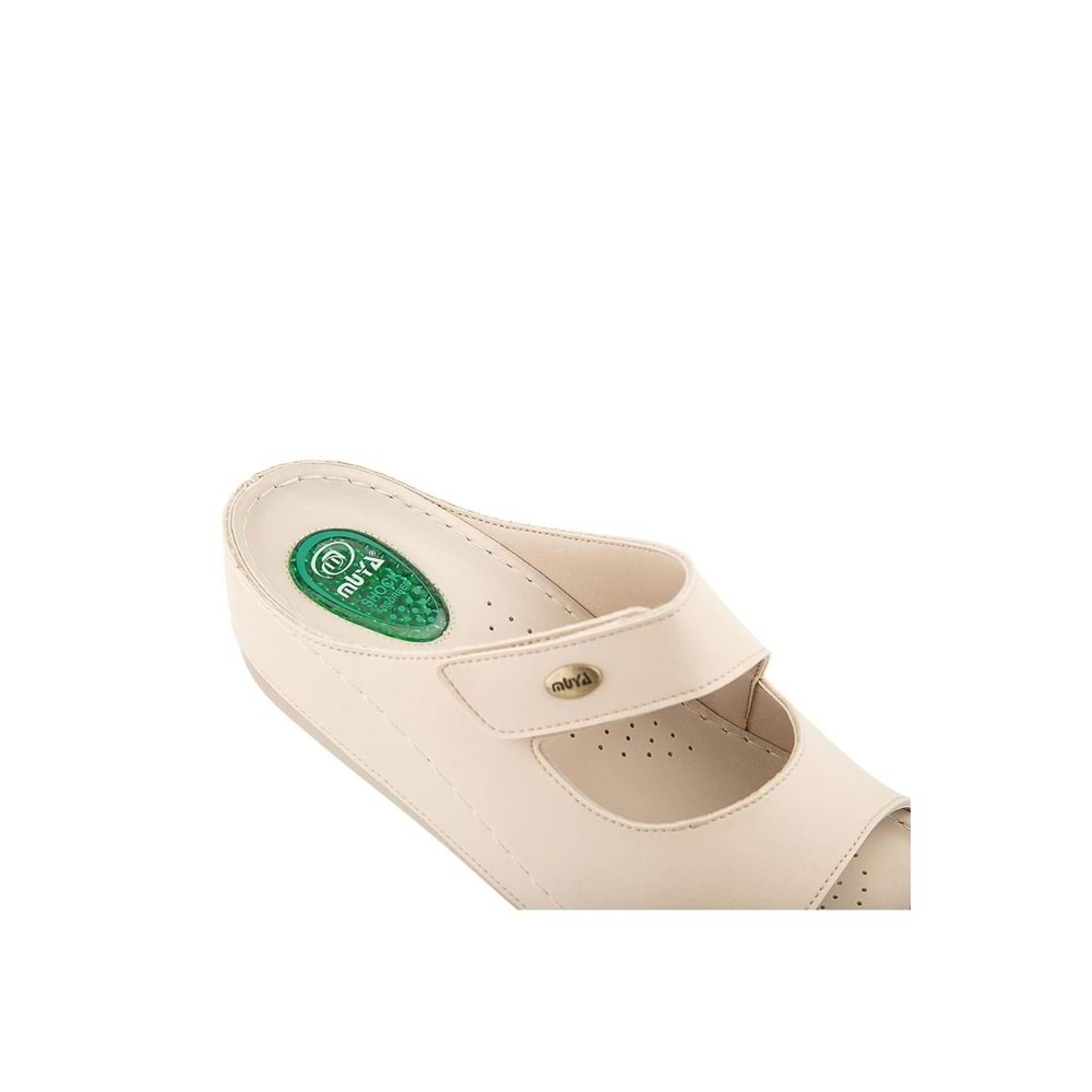 Muya Anyar Anatomik Taban Jel Destekli Topuk Dikeni Dört Mevsim Kadın Terlik - Krem - 38