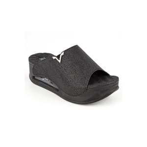 Muya Aero Anatomik Air Max Tabanlı Topuk Dikeni Kadın Terlik - Siyah Desenli - 37