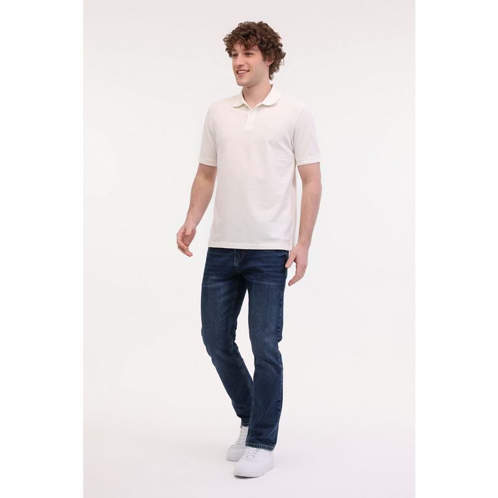 LUMBERJACK MB CT953 POLO T-SH 5FX ERKEK KISA KOL POLO TİŞÖRT - KIRIK BEYAZ - L