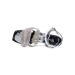 PANDORA MODA Y25.50.21 ÇAPRAZ TAŞLI KADIN ŞEFFAF TOPUKLU ABİYE - GÜMÜŞ - 39