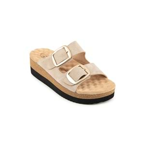 Muya Pantai Anatomik Taban Topuk Dikeni Kadın Terlik - Krem - 40