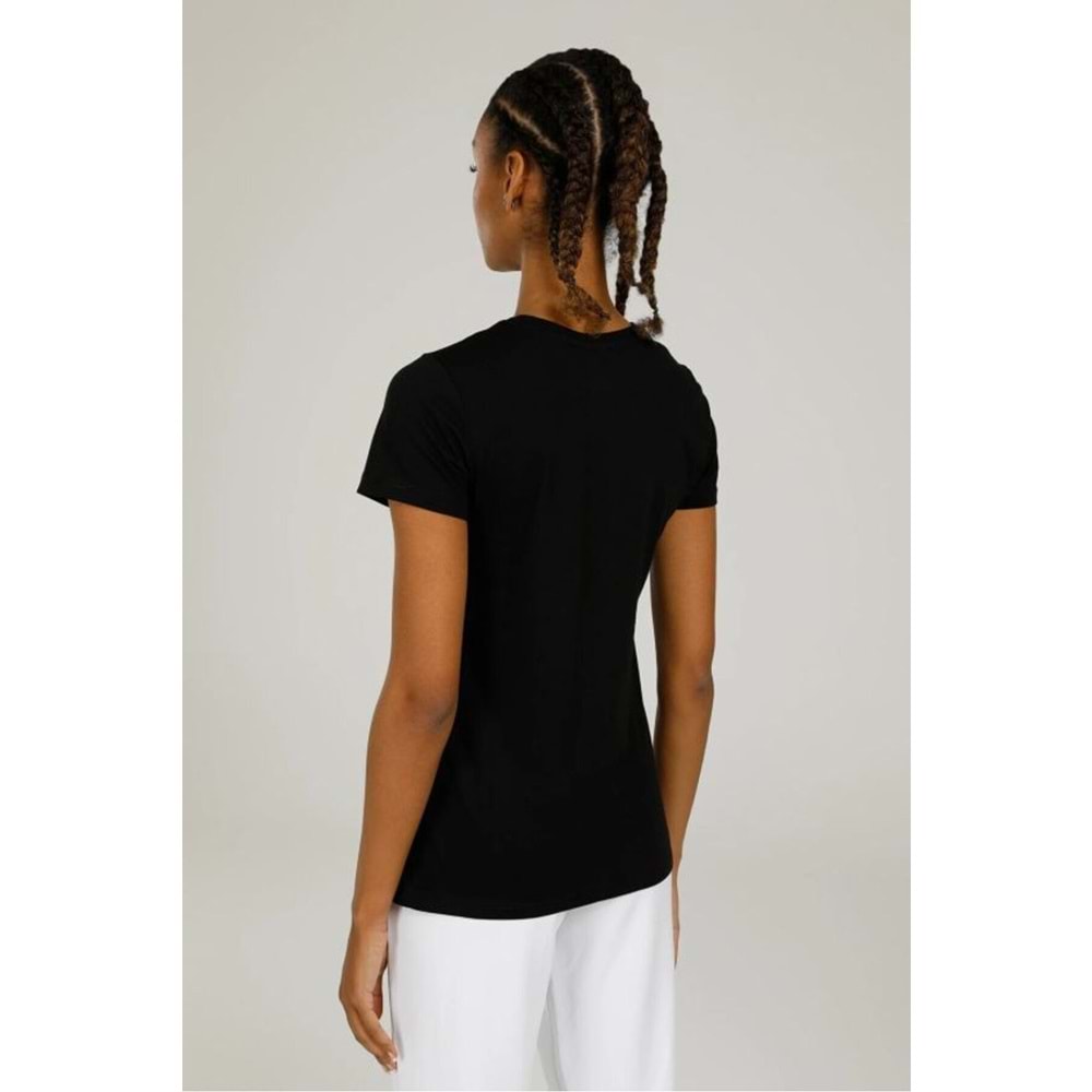 LUMBERJACK WB C NECK 11CT122 5FX KADIN KISA KOL TİŞÖRT - SİYAH - S