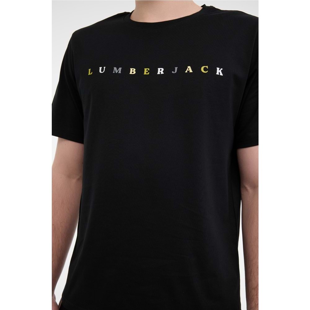 LUMBERJACK ML MESUS 11URBNG2022 5FX ERKEK KISA KOL TİŞÖRT - SİYAH - L