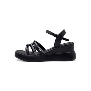 BERK POLİ TABAN TAŞLI KADIN SANDALET - SİYAH - 39