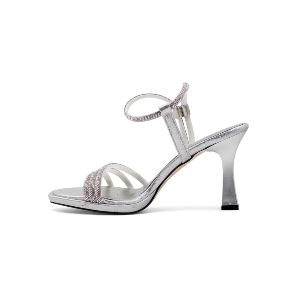 BERK TAŞLI YÜKSEK KADEH TOPUKLU ABİYE - GÜMÜŞ - 37