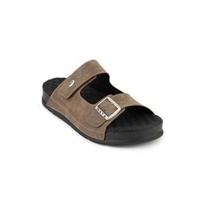 Muya Mamaki Anatomik Taban Topuk Dikeni Erkek Terlik - Vizon - 40