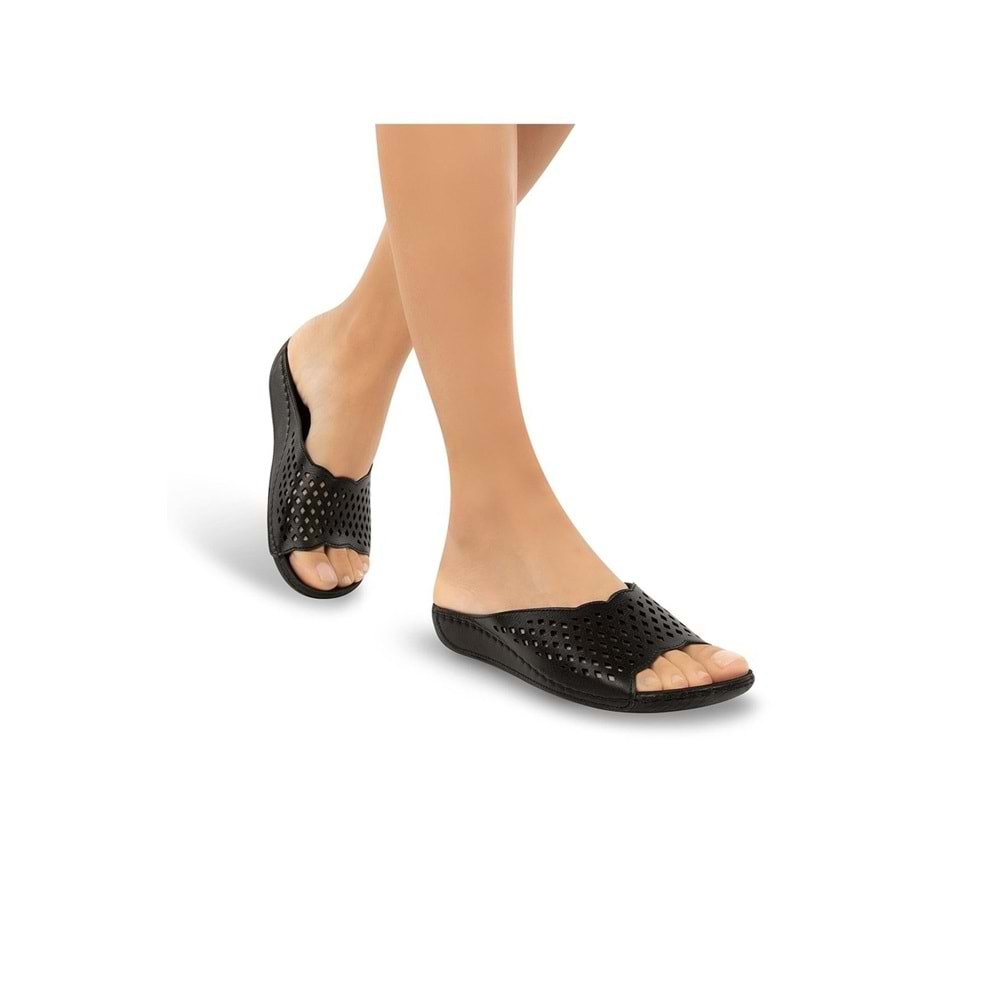 Muya Flynn Anatomik Taban Dört Mevsim Kadın Terlik - Siyah - 37