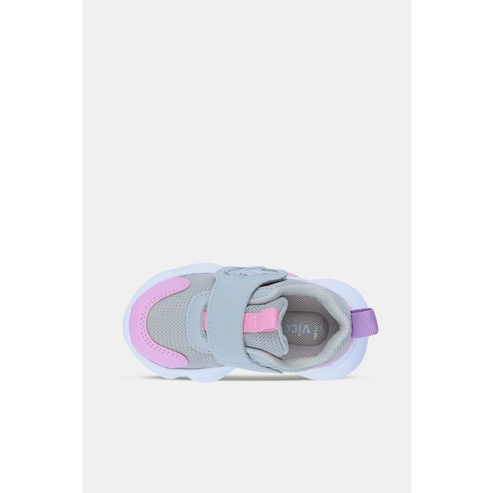 VİCCO GUM KIZ BEBEK IŞIKLI SPOR AYAKKABI - GRİ-PEMBE - 22
