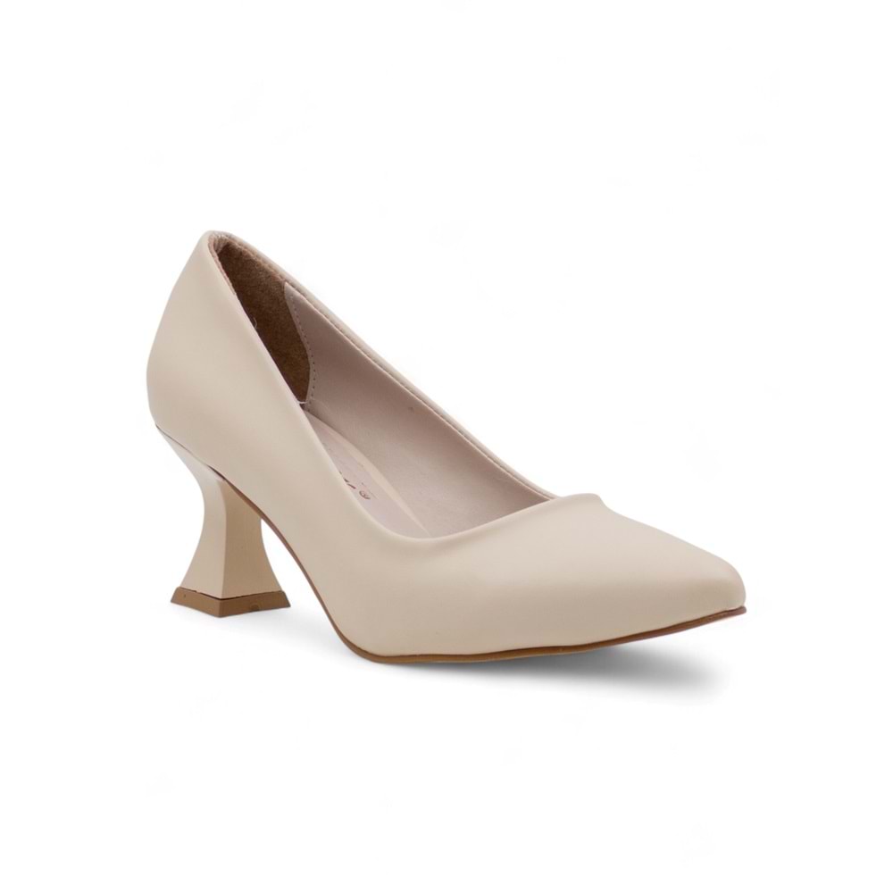 BİLENER 0801 DÜZ KADIN STİLETTO - KREM - 37