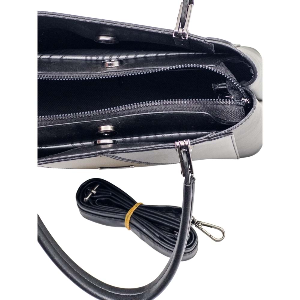 1010 Kadın 3 Bölmeli El ve Omuz Çantası - SİYAH-HAKİ