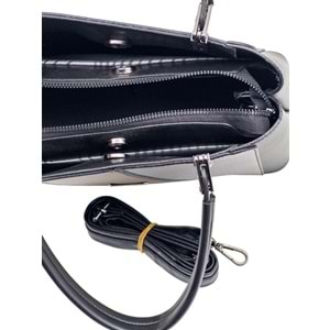 1010 Kadın 3 Bölmeli El ve Omuz Çantası - SİYAH-HAKİ